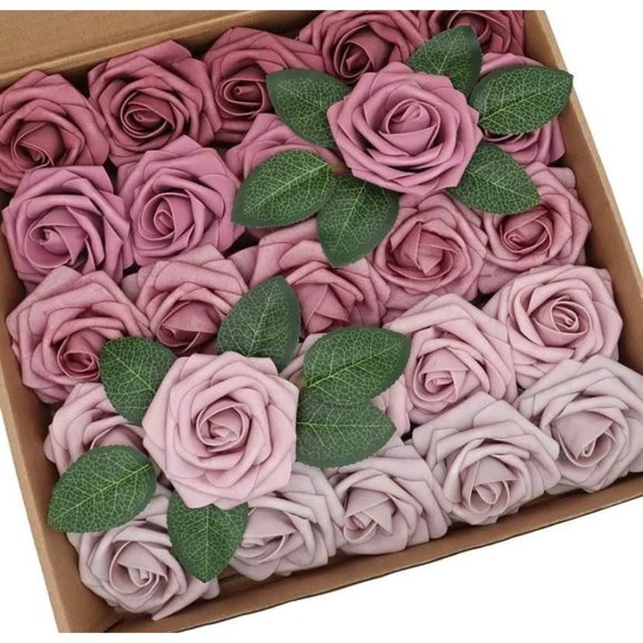 Other - 25 count | Shades of Mauve Ombre Colors Dusty Pink Roses Wedding Flowers Bouquet